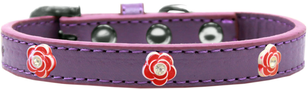 Red Rose Widget Dog Collar Lavender Size 18